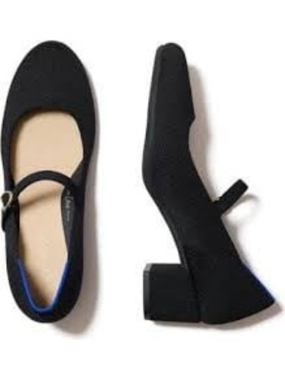 Rothy's ReVelvet Double Buckle Mary Jane Heels Black US Size 8 NEW Office Casual - Picture 2 of 12